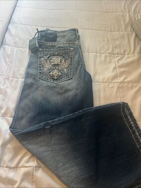 Miss Me Dark Wash Embroidered Pocket Jeans